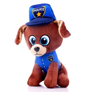 Brown 8" First Responder Police Dog Plush Blue Hat Kid Plush Toy Animal Toy - Picture 1 of 4