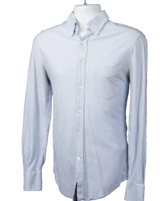 Pre Owned Brunello Cucinelli Light Blue Striped Dress Shirt, Slim Fit MSRP $295 - Image 1 of 4