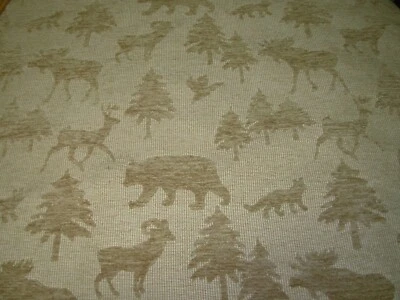 5 YDS REGAL CUT CHENILLE ANIMALS FOREST WAYLAND FAWN UPHOLSTERY FABRIC FOR LESS - Image 1 of 4