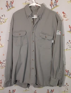 ๐ฅ Tyndale FR Shirt Mens LARGE Gray Button Down CAT 2 2112 8 CAL Flame Resistant - Picture 1 of 11