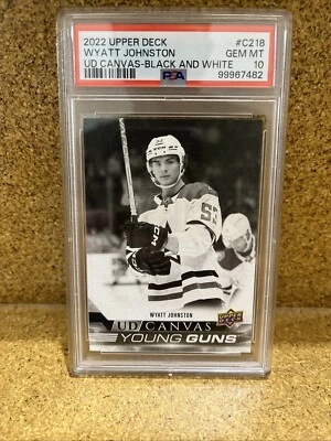 2022-23 UD Canvas Young Gun Black & White #C218 WYATT JOHNSTON *PSA 10* GEM-MINT - Image 1 of 2