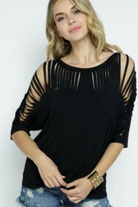 New VOCAL SHIRT tunic SM-3X western crystal bling sexy LASER CUT BIKER stunning - Picture 1 of 3