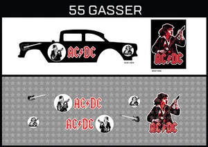 Hot Wheels(1/64),55 Gasser"AC/DC 2" Waterslide,Printed White First,Decals - Foto 1 di 5
