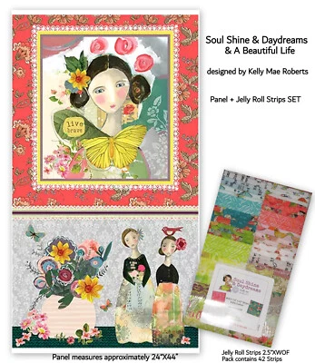 Rollo de gelatina floral niña Soul Shine tela Kelly Roberts + panel algodón Benartex Foto 1 de 4