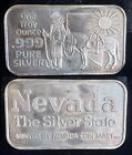 Vintage Nevada The Silver State Miner & Burro 1 Oz 999 Fine Silver Bar 24138