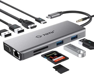 Docking Station 11-in-1 Adapter with Ethernet 4K HDMI VGA USB3.0 USB2.0 SD/TF - Picture 1 of 8