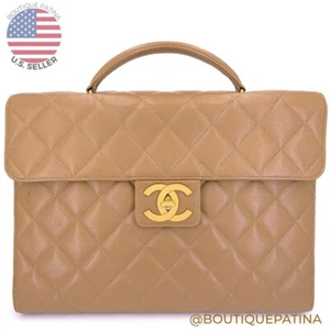 Chanel 1995 Vintage Taupe Beige Caviar Briefcase Tote Bag 24k GHW 68580 - Picture 1 of 5