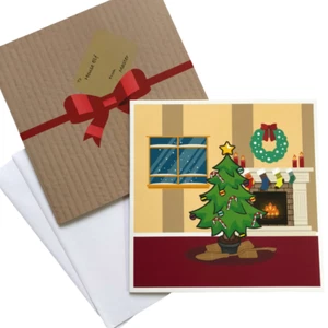 Geek Gear Magia Harry Potter Vacaciones Navidad Tarjetas de felicitación casa elfo/árbol x2 - Imagen 1 de 3