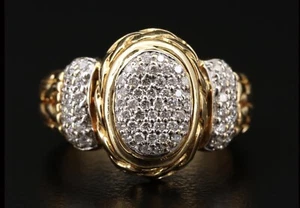 18K Yellow Gold Designer John Hardy Diamond Ring Size 6.75 - Picture 1 of 8