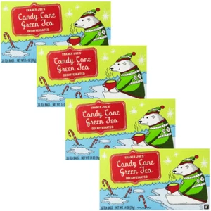 Trader Joe's Candy Cane Green Tea Decaffeinated 20 Tea Bags 4 PACK - Picture 1 of 3