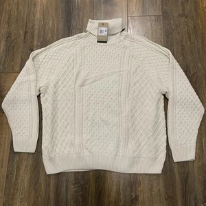 Nike Life Cable Knit Turtleneck Sweater Mens Size XXL FB7770-072 Light Bone - Picture 1 of 11