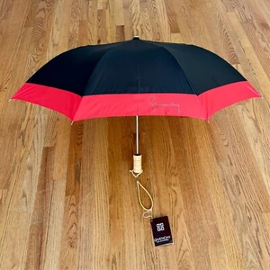 English Mist GIVENCHY Paraguas de Viaje Plegable - Negro con Borde Rojo - ¡Nuevo! - Imagen 1 de 10