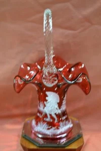 FENTON BASKET Cranberry Mary Gregory 3281R9 #d 246/2350 NIB FREEusaSHIP - Picture 1 of 4