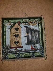 Bird House Red Cardinal Tapestry Fabric Panel - Picture 1 of 1