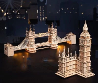 3D Wooden Puzzle Game- Tower Bridge , Big Ben Building Model Toys - Image 1 of 3