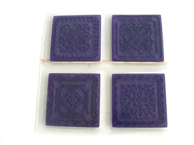 Estampillas de goma JUSTRITE - Juego de estampillas cuadradas púrpuras - 4 marcos y centros 2" Foto 1 de 4