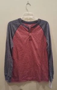 Cat & Jack Boys' Cherry Heather Red Button Up Collar Shirt, Size XL 16 - Picture 1 of 2