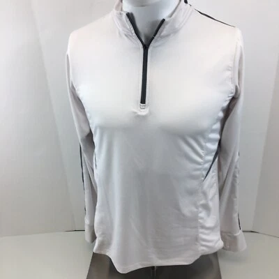 Pullover Holloway para mujer con cremallera en cuarto ropa deportiva blanco con ribete gris talla M Foto 1 de 4