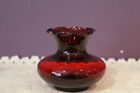 ANCHOR HOCKING ROYAL RUBY RED SMALL 3-1/2" VASE WITH RUFFLED EDGE
