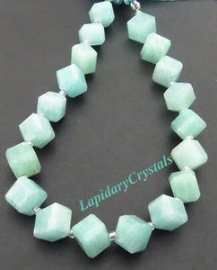 100% Naturale Mare Verde Amazonite Cubo Sfaccettato Gemme Perline Fai 7.5x8mm - Foto 1 di 4