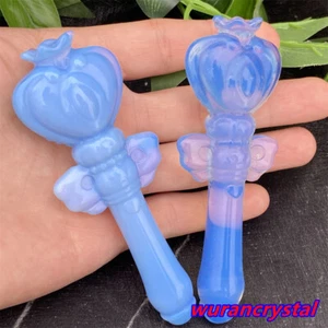 A+ 4" Blue Opalite Quartz crystal Magic Stick wand carved Tower healing gift 1pc - Picture 1 of 12