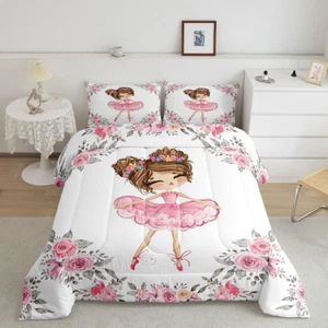 Girly Ballet Comforter Set Full Size for Girls Kids Ballet Theme Decoration Bedd - Picture 1 of 6