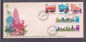 Singapore 1971 Visit ASEAN Year Complete 5V on FDC - Bild 1 von 2