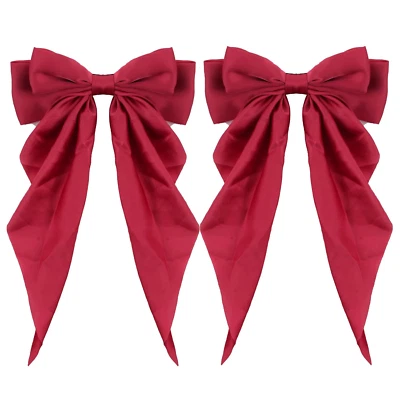 Pinzas para el cabello vintage con moño de satén para mujer - Juego de 2 accesorios de pasador rojo Foto 1 de 4