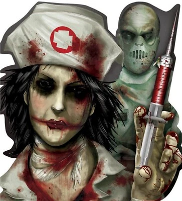 X 10 CORTE DE ENFERMERA Y MÉDICO DE ASILO DECORACIÓN DE FIESTA DE HALLOWEEN - # 190272  Foto 1 de 2