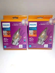 (2) Philips 40W Equivalent Daylight BA11 Medium LED Decorative Light Bulb 3-Pack - Picture 1 of 3