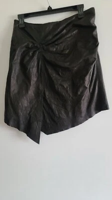 Falda Catherine Malandrino Cuero Lama Negra Cremallera Talla 8 Foto 1 de 4