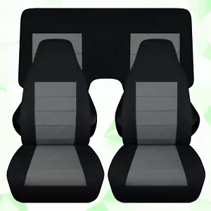 Se adapta a fundas de asiento de coche Chevy Camaro 1971-1981 delanteras + banco trasero de 3 piezas negro carbón - Imagen 1 de 10