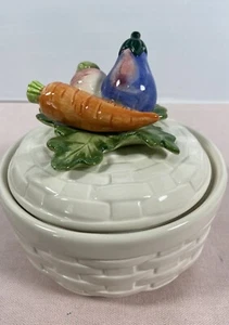 FITZ & FLOYD Basket Weave Vegetable Garden Collection Container With Lid Vintage - Picture 1 of 5