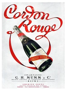 PUBBLICITA' 1937 CHAMPAGNE CORDON ROUGE G.H. MUMM REIMS AMERIGO SAGNA E VIRTEL - Bild 1 von 1