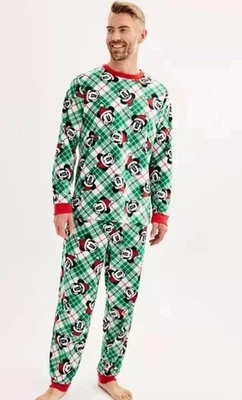 Disney Mickey Mouse Fleece Christmas Pajama Set Men's Size 3XLT Tall - Image 1 of 4