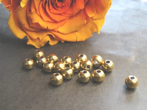 Lot 30 perles rondes acier inoxydable 6 mm dorées - Picture 1 of 1