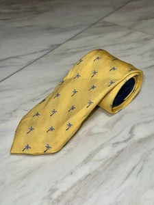 Tommy Hilfiger Krawatte 100% Seide goldgelb Palmen geometrisch Krawatte 58 x 3 - Bild 1 von 5