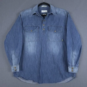 Orvis Malpa Shirt Mens XL Blue Denim Pullover Snap Tunic Smock Safari Bushcraft - Picture 1 of 11