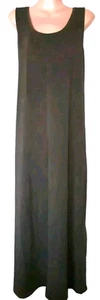 VGC ISAAC MIZRAHI size 2XL dark khaki sleeveless stretchy cotton mix MAXI dress - Picture 1 of 6