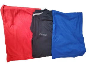 Lot (3) Reebok Dri-Fit T-Shirts Red Black Blue 100% Poly Medium Gently Used - Picture 1 of 3