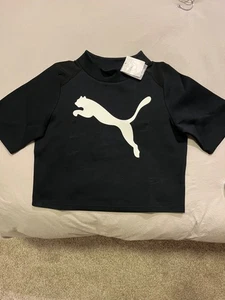 Puma Women's Evostripe Sweat Tee Shirt Pullover Black Size S NWT - Picture 1 of 10