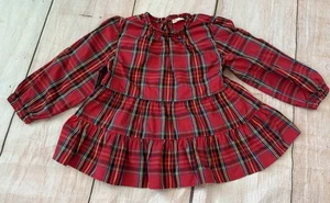 CREWCUTS  red CHRISTMAS HOLIDAY plaid Cotton Teired Peasant Top Large - Bild 1 von 5