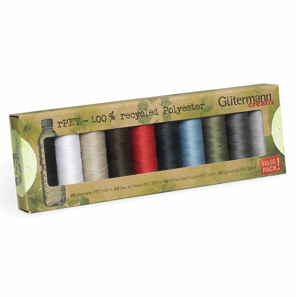 Gutermann Sew All Thread Set Recycled(rPET) - 10 x Reels 100m - Assorted - Col.1 - Image 1 of 1