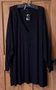 TÓRRIDO LARGO SEEVE SUPER SURT ENCAJE TOP SUDADERA BLUSA CAMISA 5 5X 5XL 28 NUEVO - Imagen 1 de 5