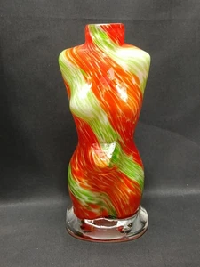 Ungewöhnlich geformte melierte Farbe Glas Karaffe/Vase Flasche Dame figural sehr guter Zustand - Bild 1 von 12