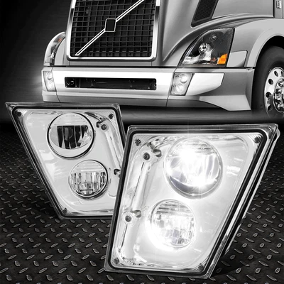 [LED COMPLETO] PARA 03-17 VOLVO VNL VNM VNX CAMIÓN PARACHOQUES CONDUCCIÓN LUCES ANTINIEBLA CROMADAS Foto 1 de 4