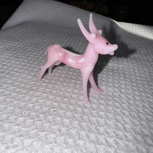Vintage Art Glass Animal Figurine DEER Hand Blown Japan Pink 2”x2” Small Tiny - Picture 1 of 6