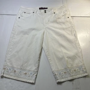 Gloria Vanderbilt Damen Cord Capri Hose bestickt weiß Gr-14 #2136 - Bild 1 von 16