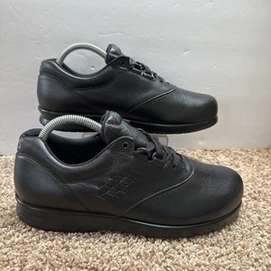 SAS Free Time Black Leather Casual Lace Up Walking Shoes Sneakers Women Size 8.5 - Picture 1 of 12