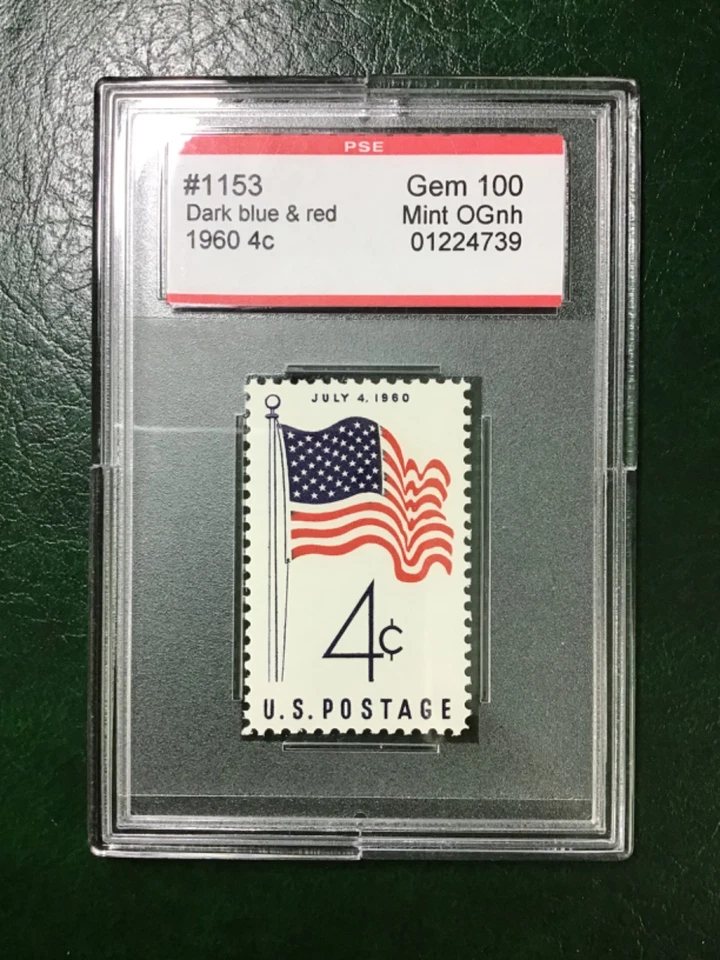 US #1153 4c US Flag Red White & Blue Gem NH PSE Graded 100 ENCAPSULATED (1960) - Image 1 of 1